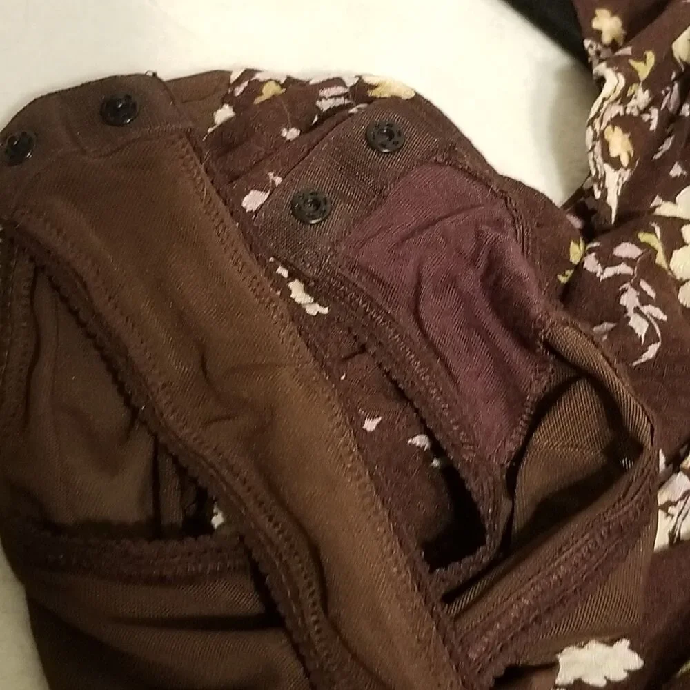 Intimately Free People XL Bodysuit Take It Away Brown Floral Lace Cottagecore - Picture 5 of 11